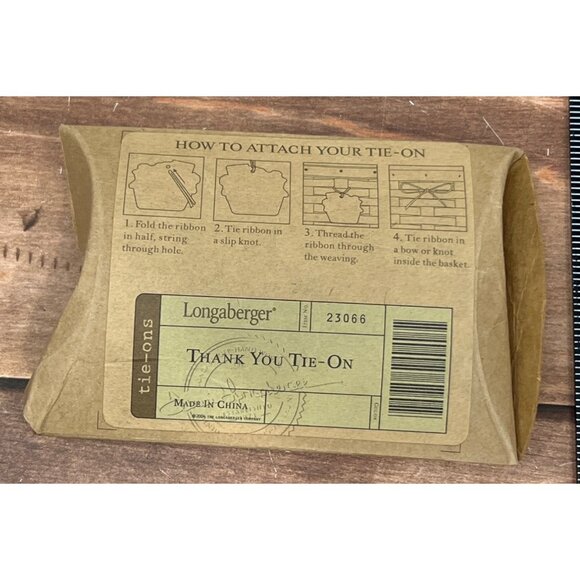 Longaberger Ceramic Basket Tie-On Accessory Floral Design 23066 THANK YOU - Picture 3 of 6